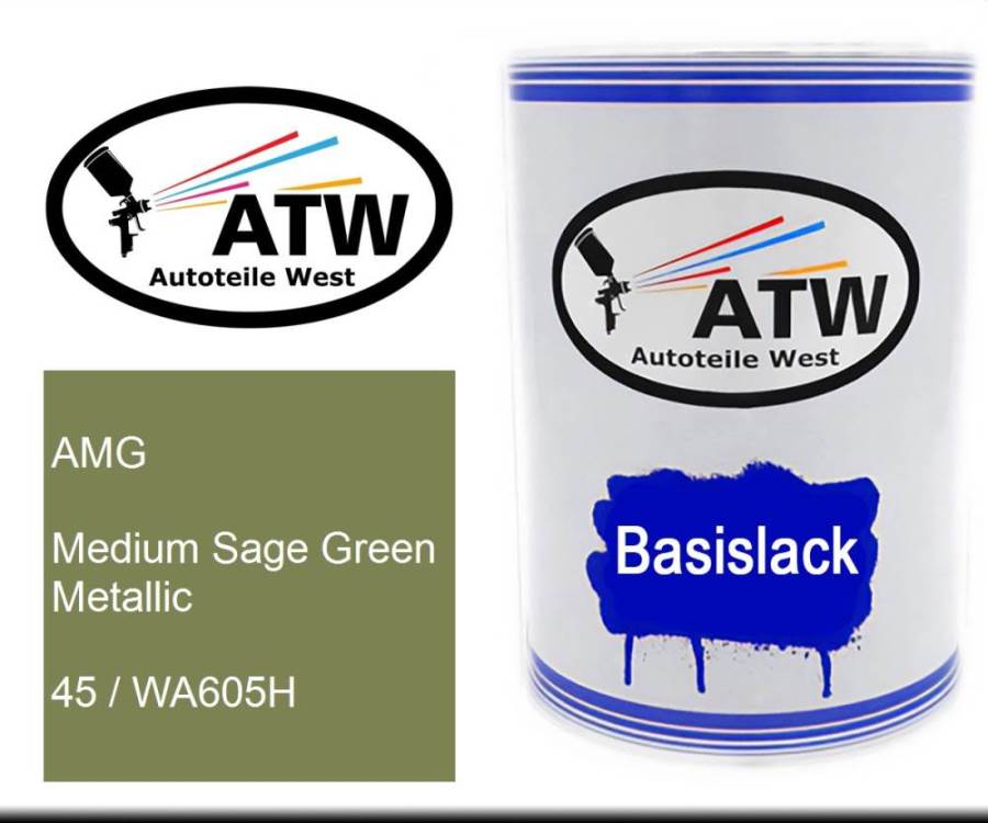 AMG, Medium Sage Green Metallic, 45 / WA605H: 500ml Lackdose, von ATW Autoteile West.